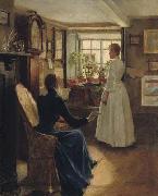 Charles W. Bartlett Reading Aloud, oil painting by Charles W. Bartlett, oil painting